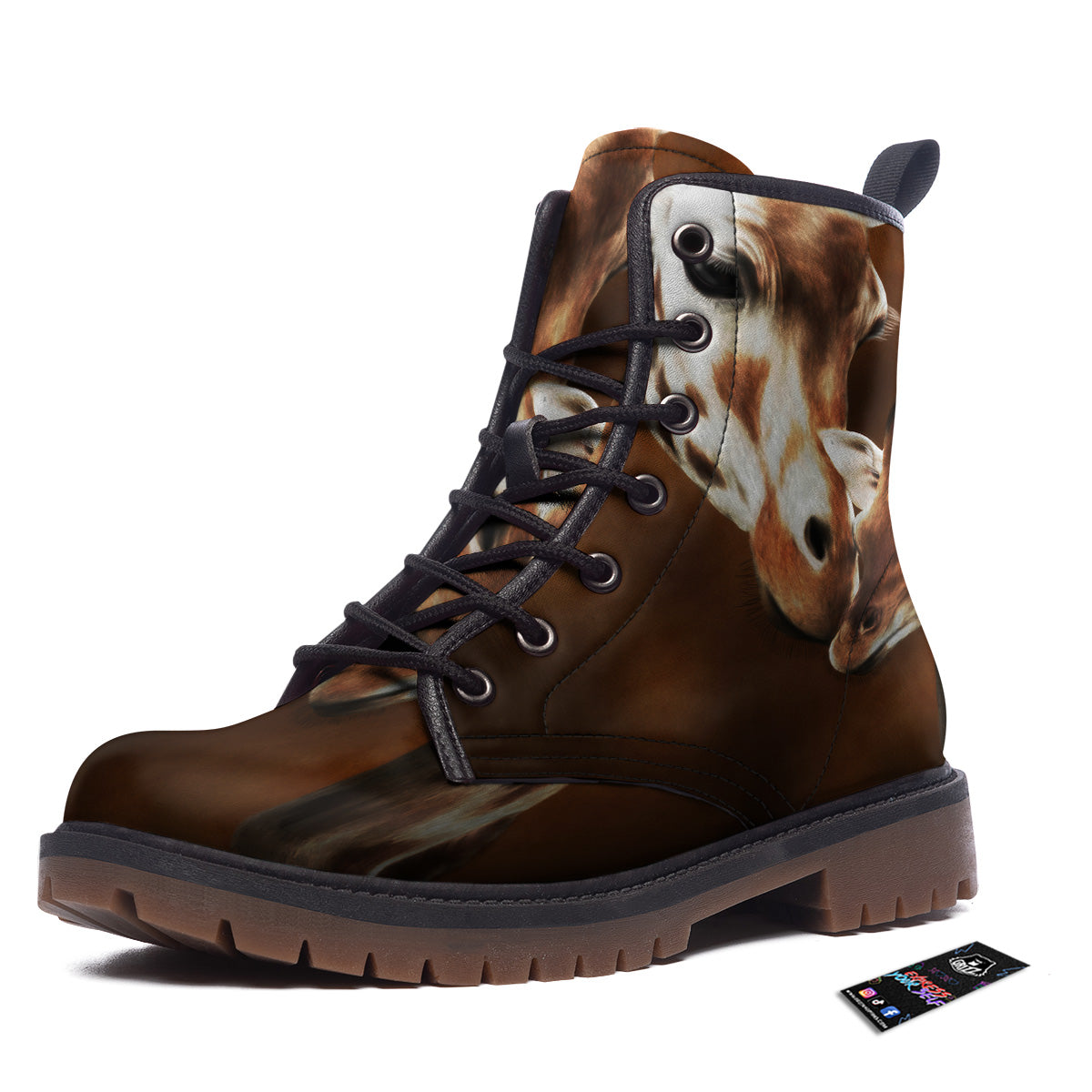 Giraffe Brown Print Work Boots-grizzshop