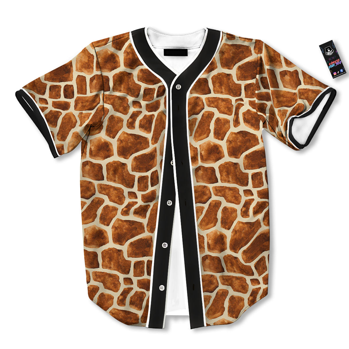 Giraffe Brown Watercolor Print Pattern Baseball Jersey-grizzshop
