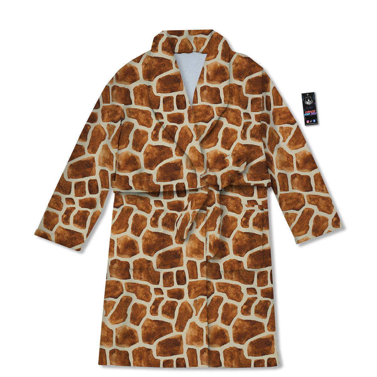 Giraffe Brown Watercolor Print Pattern Bathrobe-grizzshop