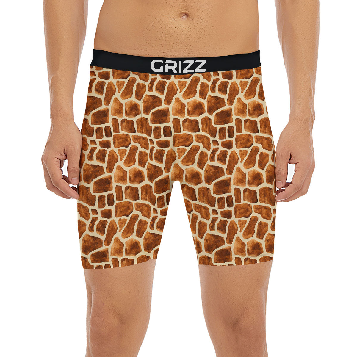 Giraffe Brown Watercolor Print Pattern Boxer Briefs-grizzshop