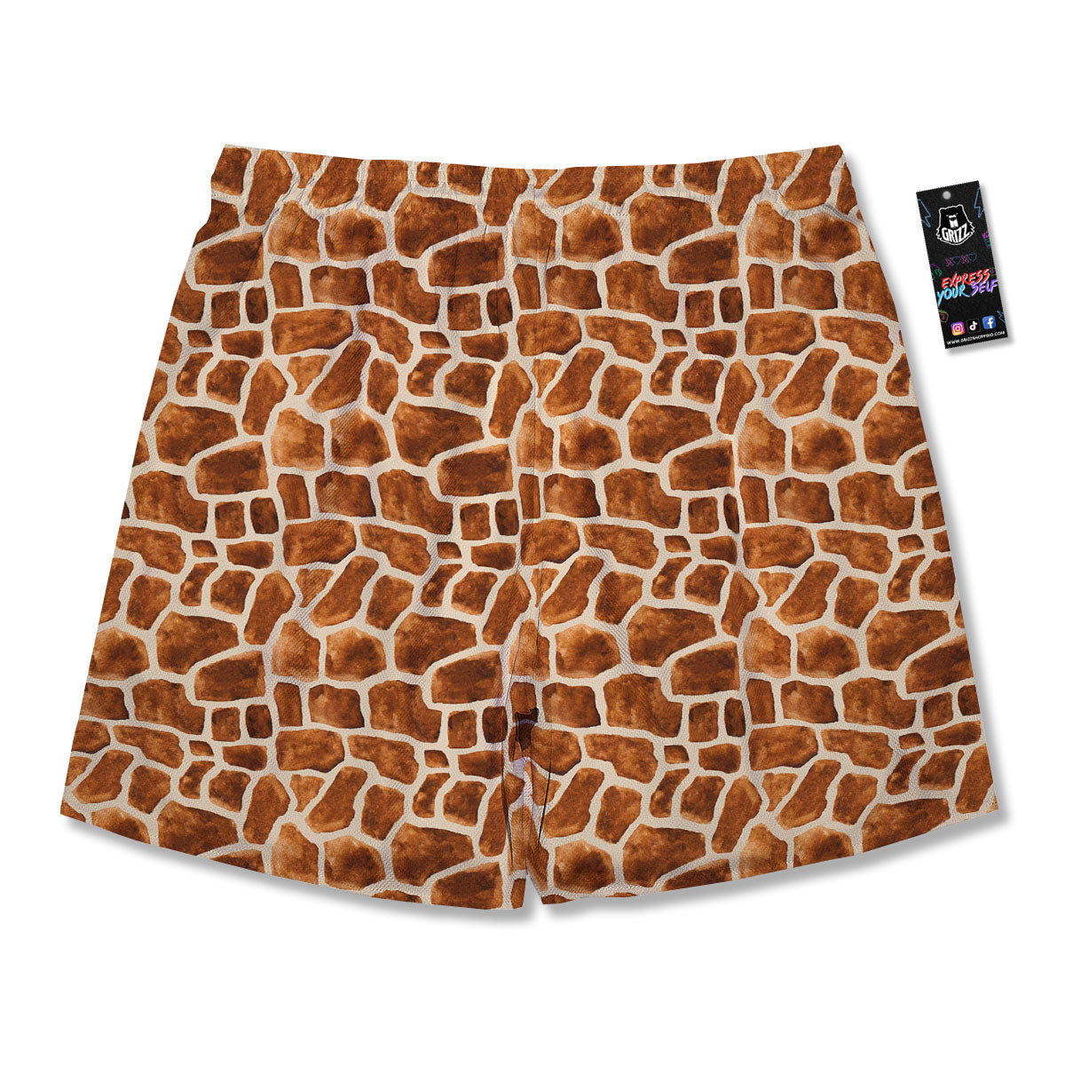 Giraffe Brown Watercolor Print Pattern Men's Running Shorts-grizzshop