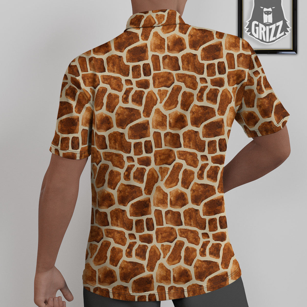 Giraffe Brown Watercolor Print Pattern Untucked Shirts-grizzshop