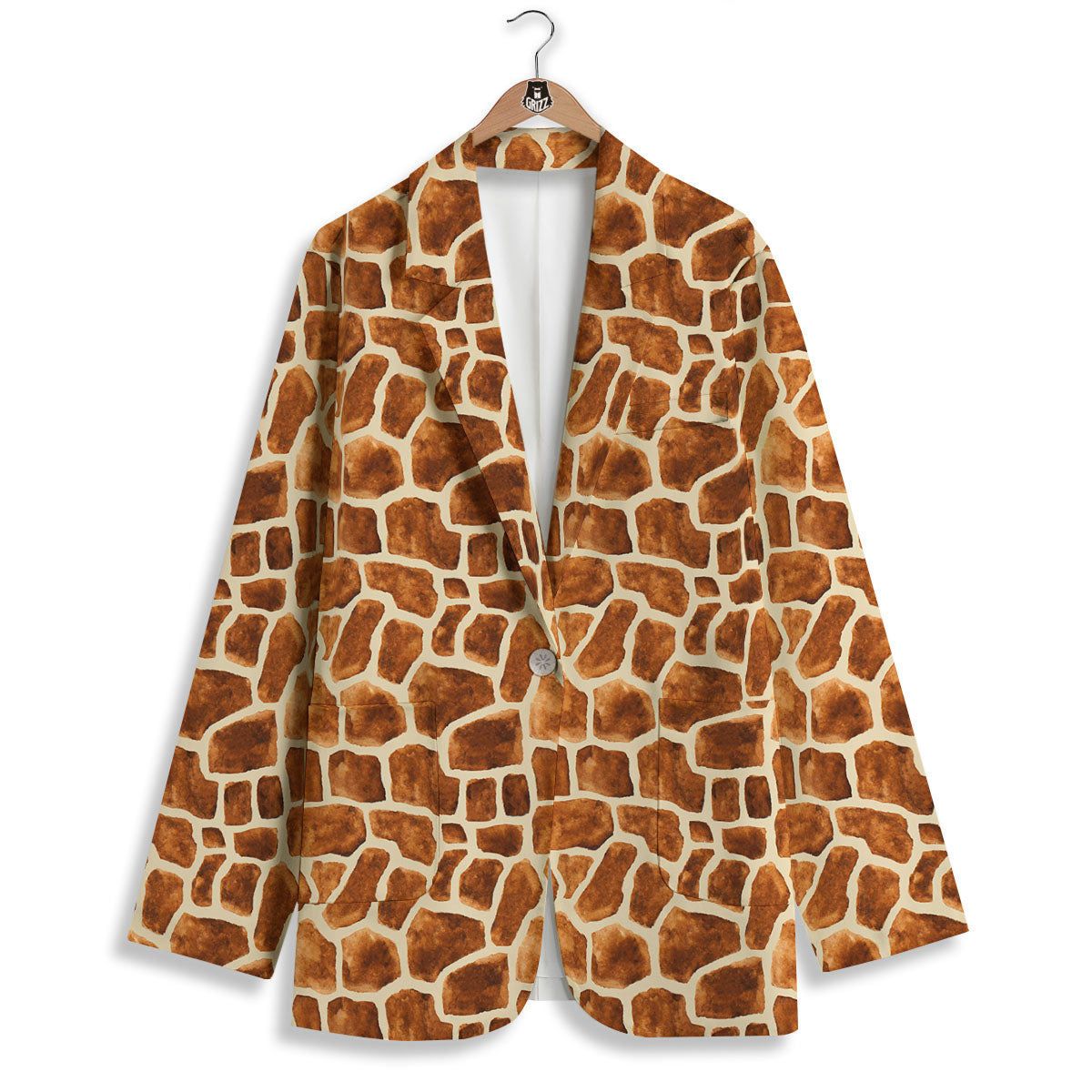 Giraffe Brown Watercolor Print Pattern Women's Blazer-grizzshop