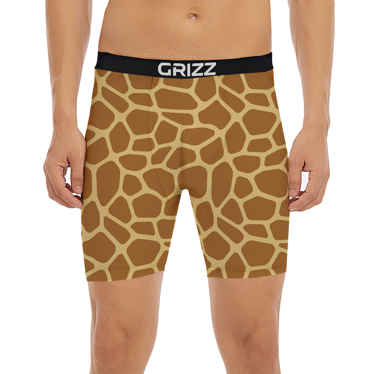 Giraffe Brown Yellow Print Pattern Boxer Briefs-grizzshop