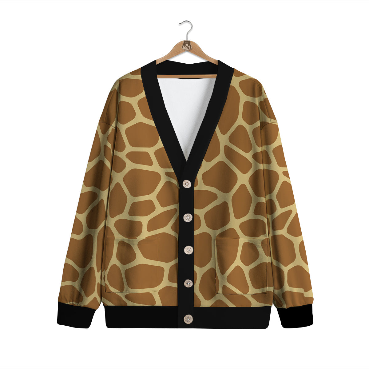 Giraffe Brown Yellow Print Pattern Cardigan-grizzshop