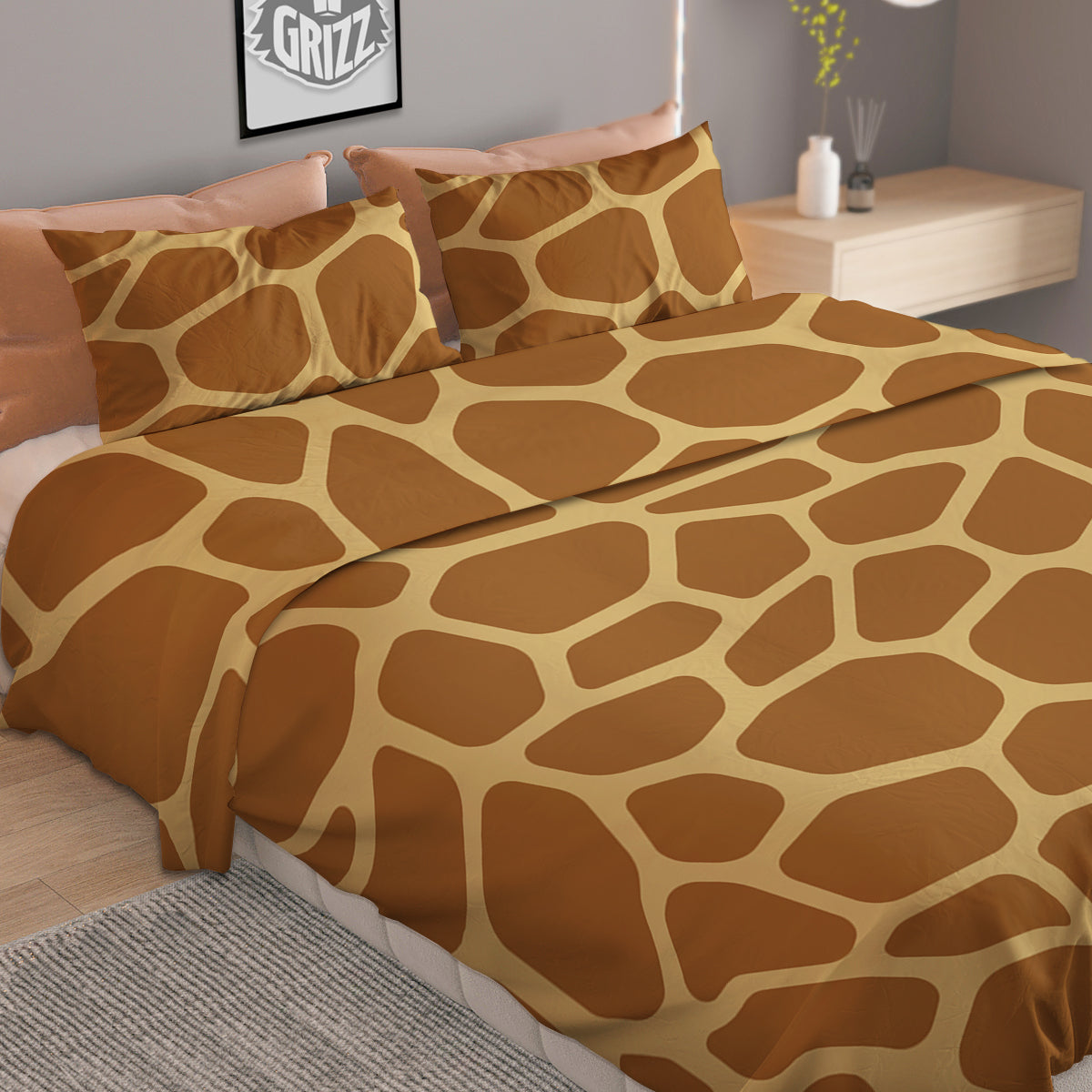Giraffe Brown Yellow Print Pattern Duvet Cover Bedding Set