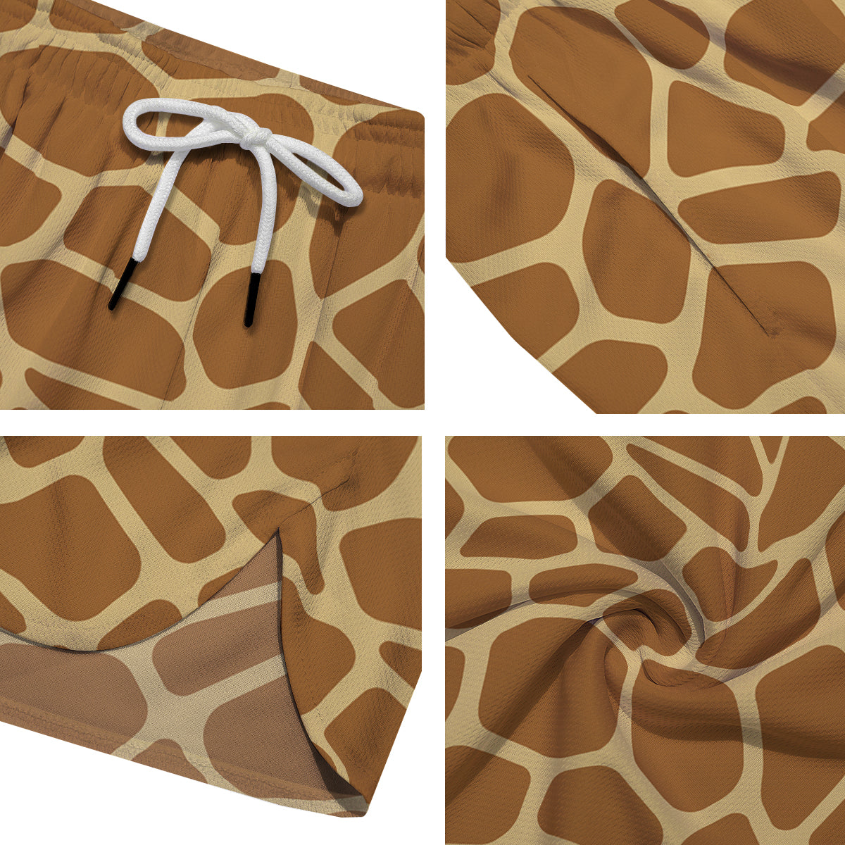 Giraffe Brown Yellow Print Pattern Men's Running Shorts-grizzshop