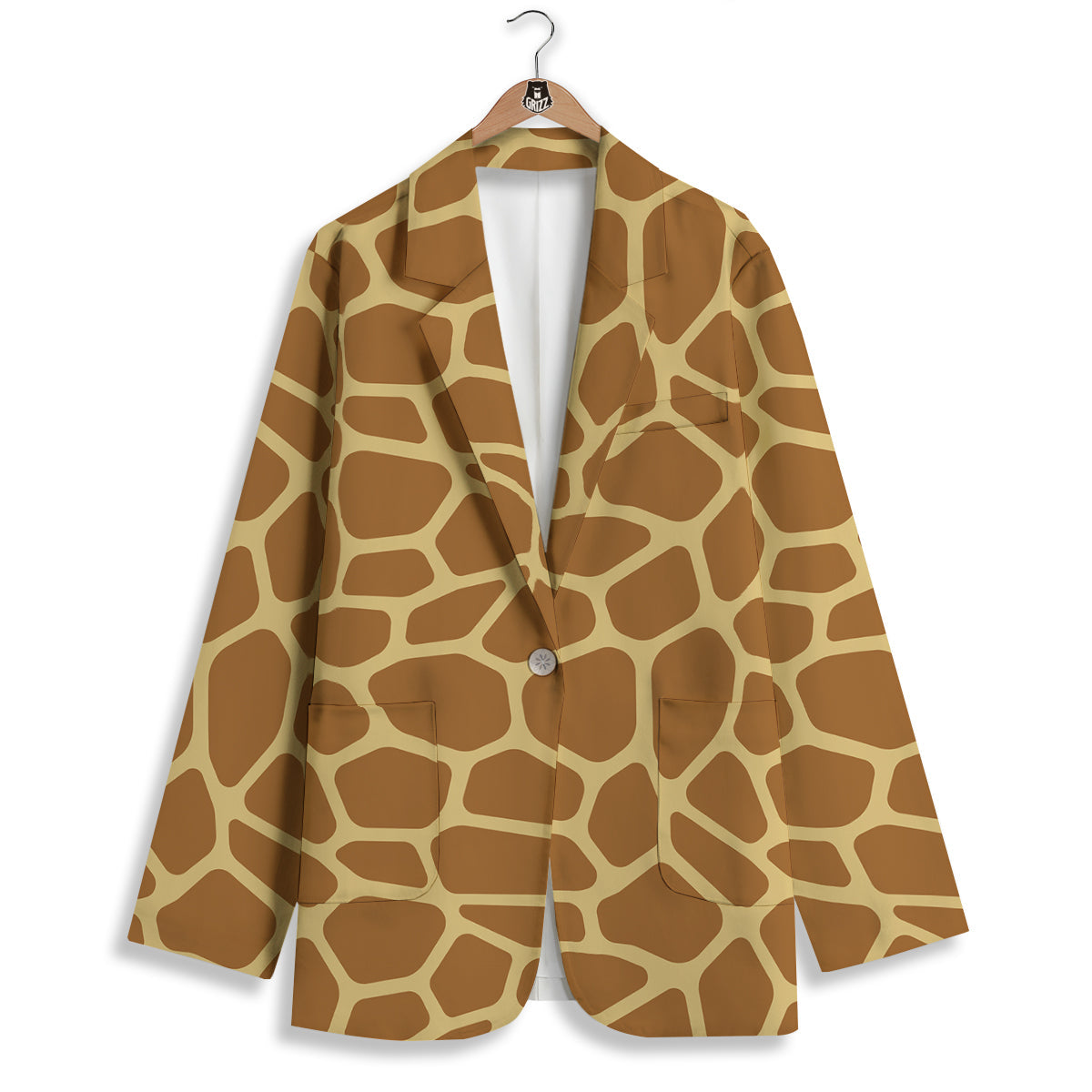 Giraffe Brown Yellow Print Pattern Women's Blazer-grizzshop