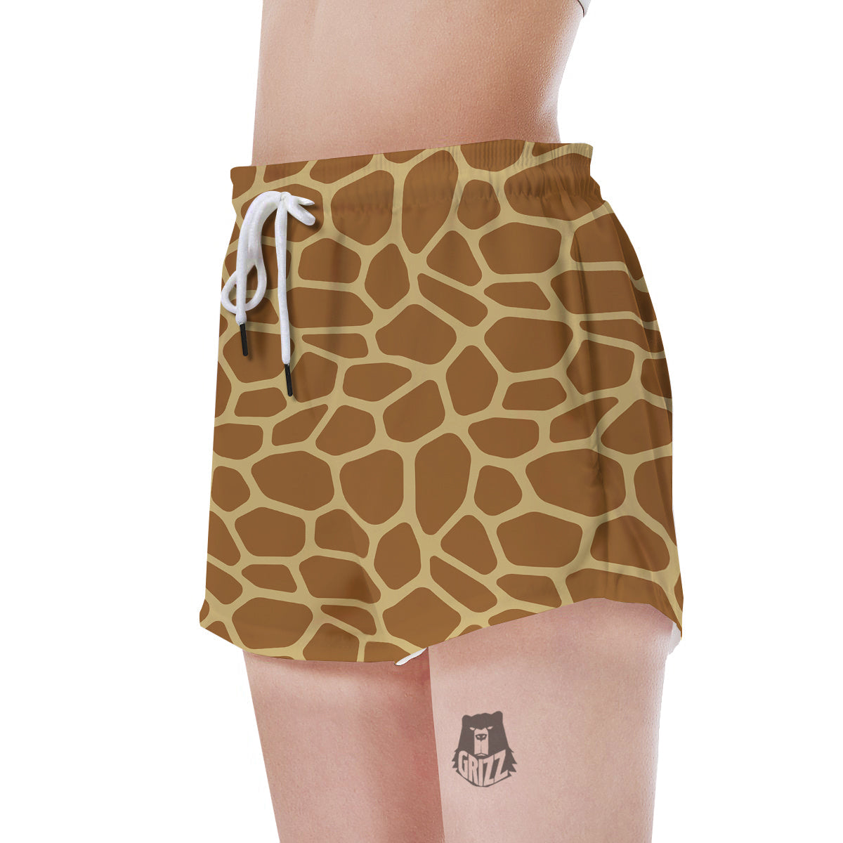 Giraffe Brown Yellow Print Pattern Women's Shorts-grizzshop