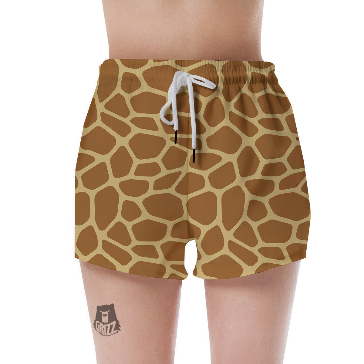 Giraffe Brown Yellow Print Pattern Women's Shorts-grizzshop