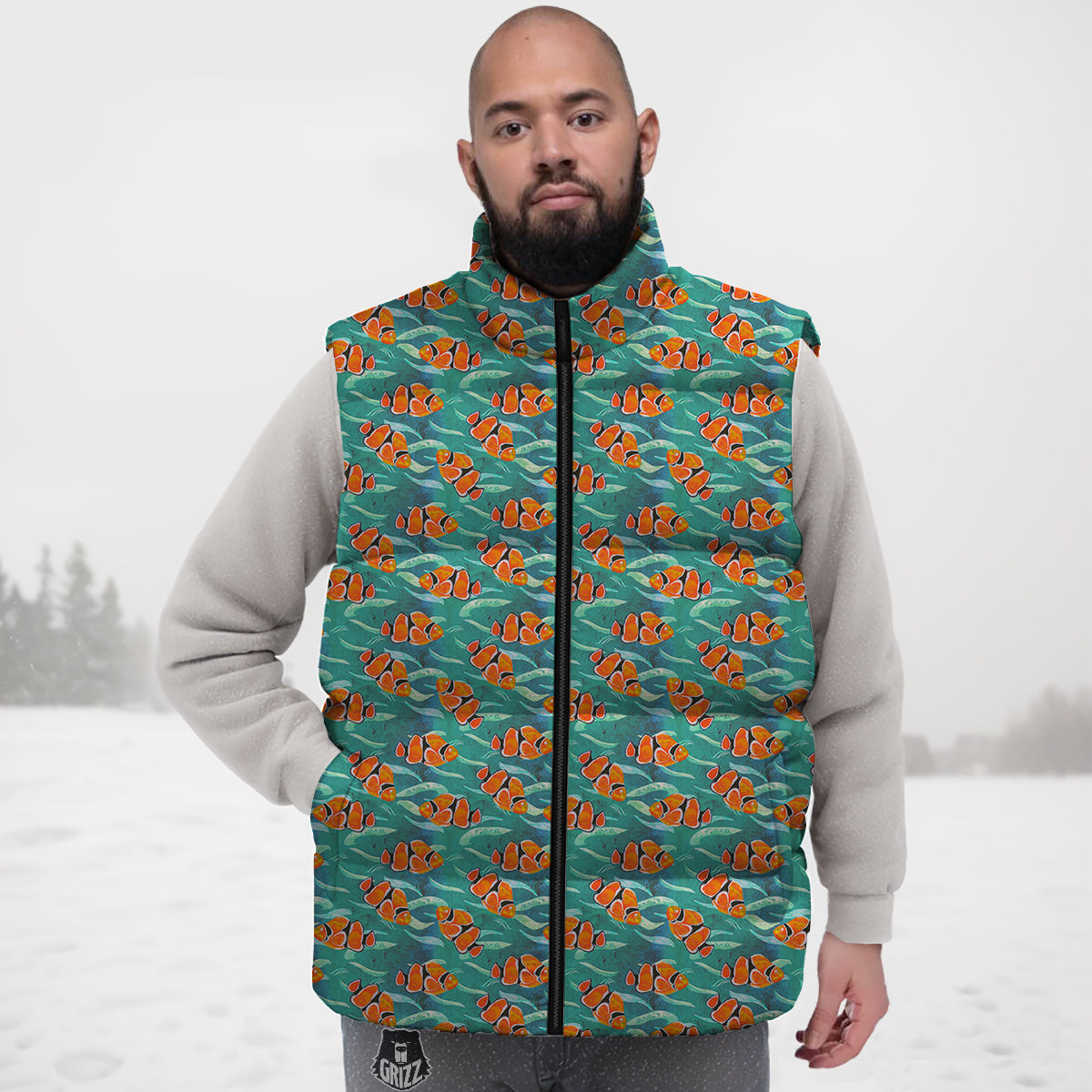 Giraffe Cartoon Pattern Print Down Vest