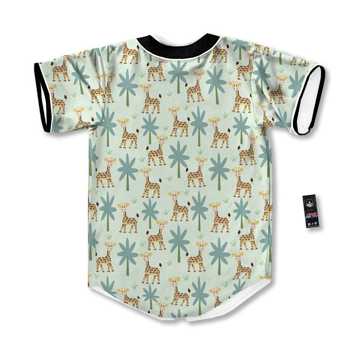 Giraffe Cartoon Print Pattern Baseball Jersey-grizzshop