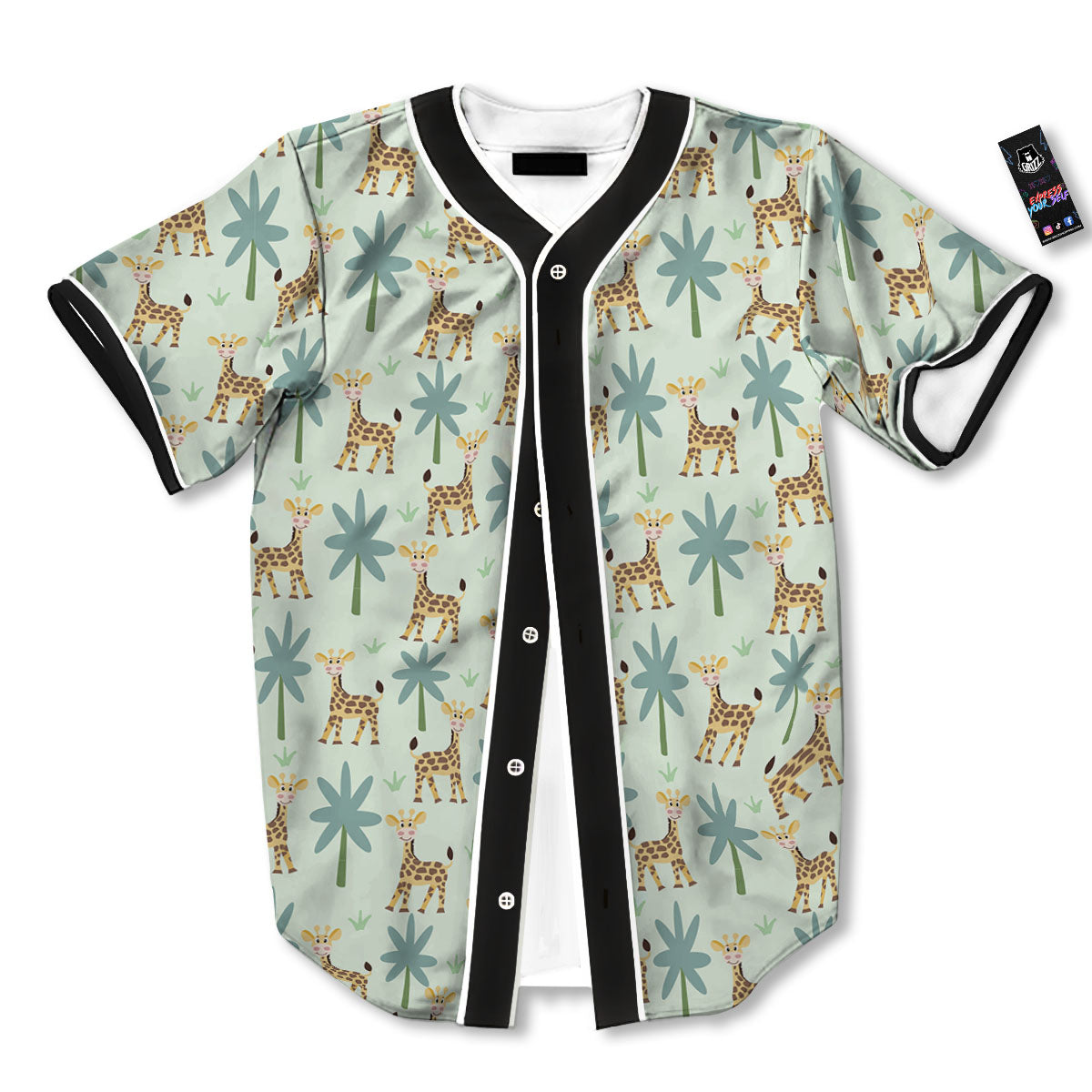 Giraffe Cartoon Print Pattern Baseball Jersey-grizzshop
