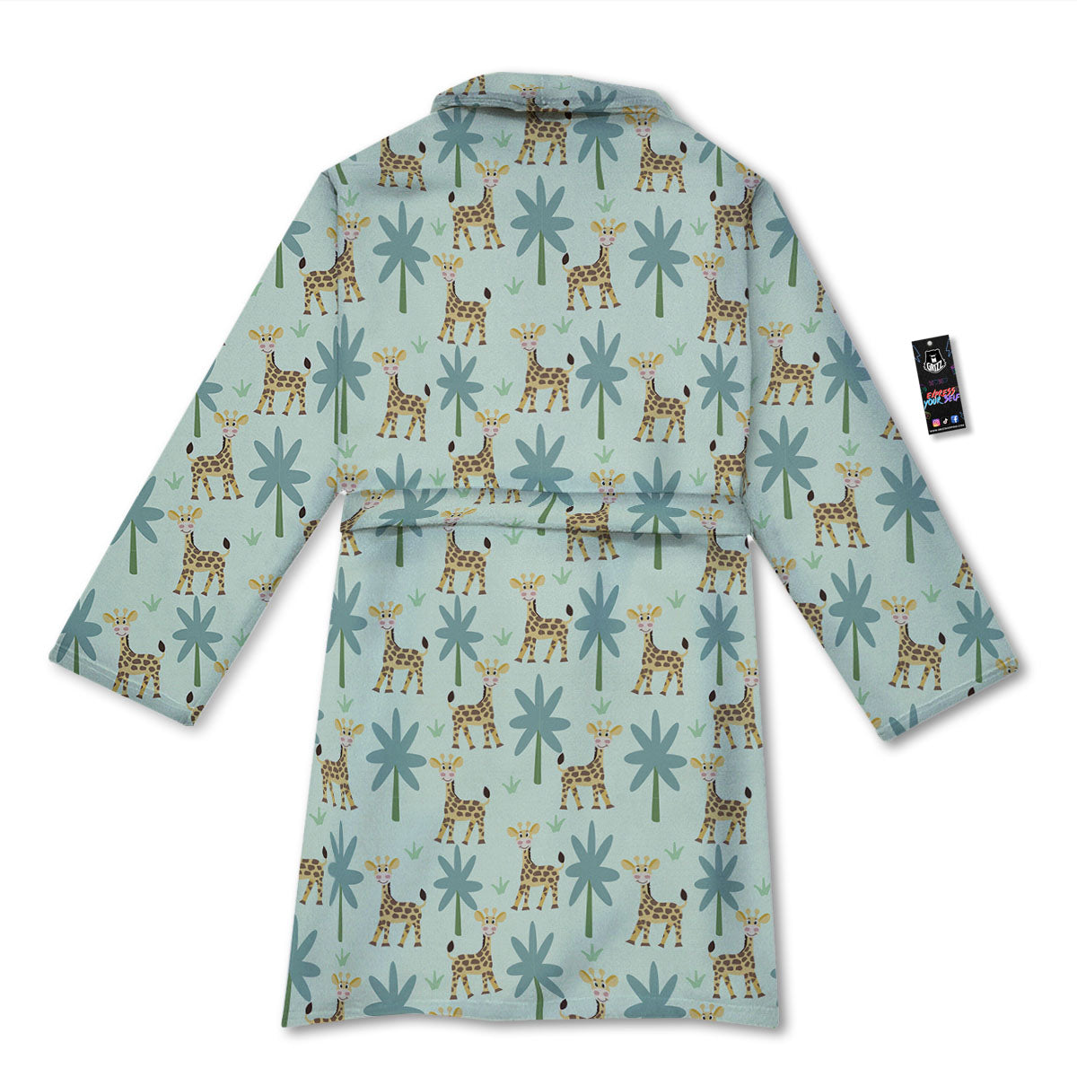 Giraffe Cartoon Print Pattern Bathrobe-grizzshop