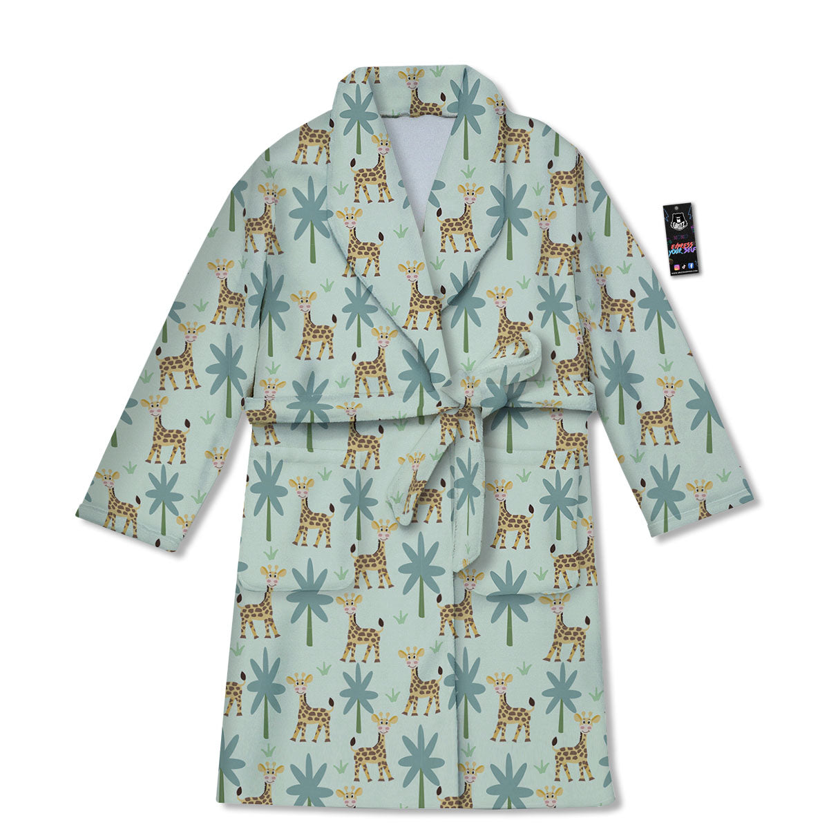Giraffe Cartoon Print Pattern Bathrobe-grizzshop
