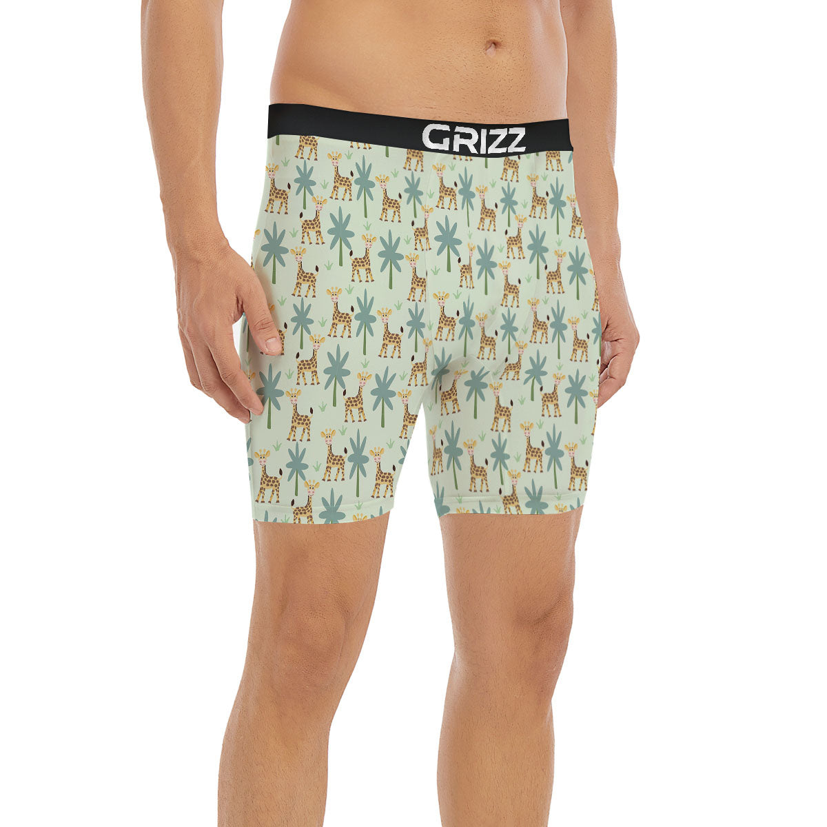 Giraffe Cartoon Print Pattern Boxer Briefs-grizzshop