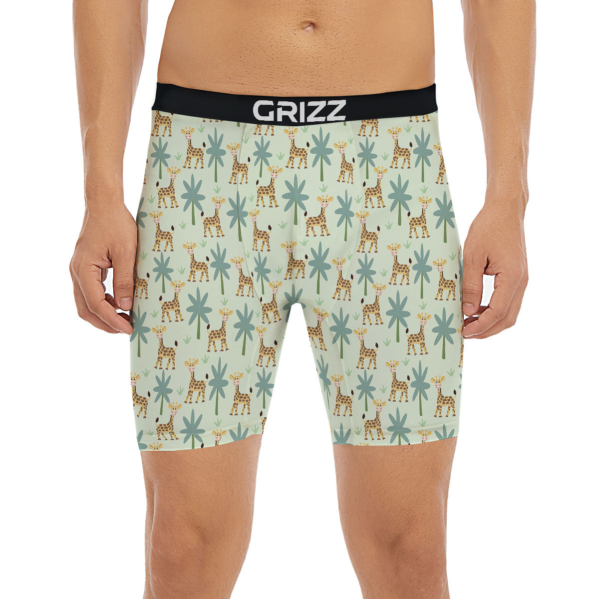 Giraffe Cartoon Print Pattern Boxer Briefs-grizzshop