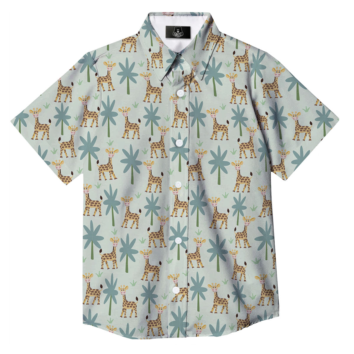 Giraffe Cartoon Print Pattern Button Up Shirt-grizzshop
