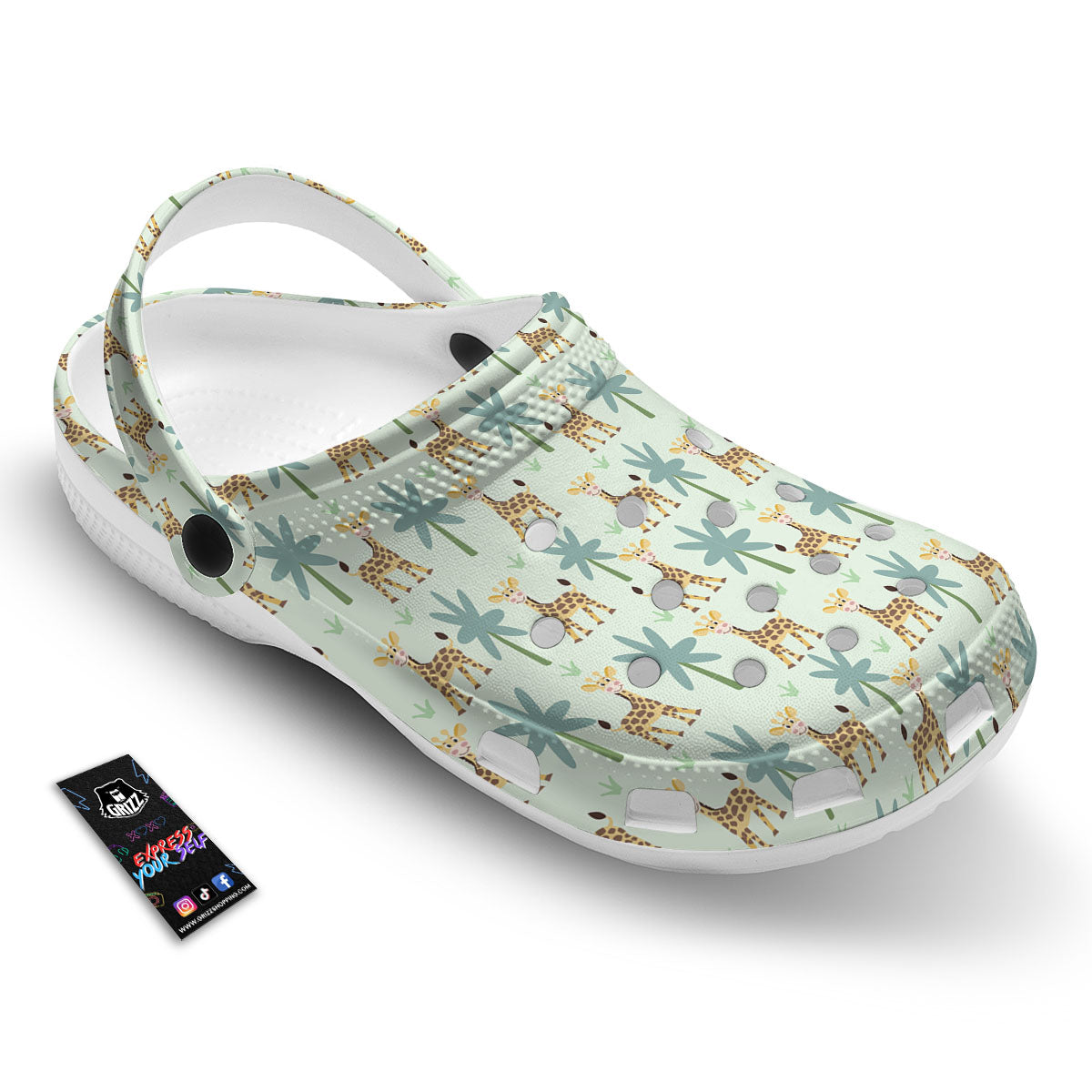 Giraffe Cartoon Print Pattern Clog-grizzshop