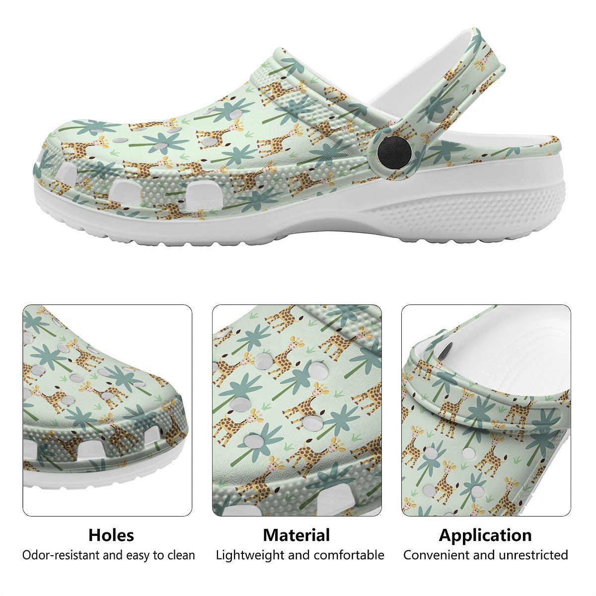 Giraffe Cartoon Print Pattern Clog-grizzshop