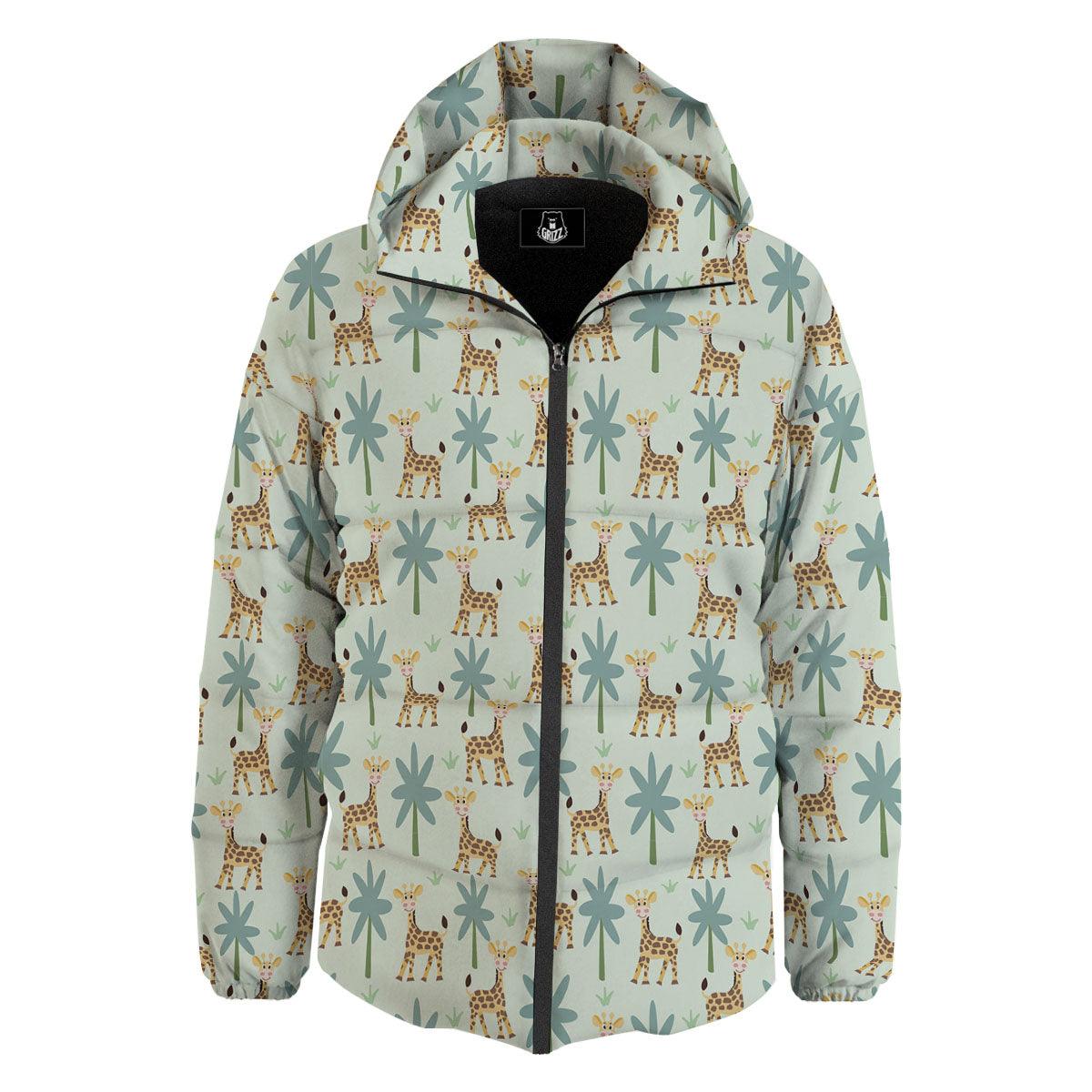 Giraffe Cartoon Print Pattern Down Jacket-grizzshop