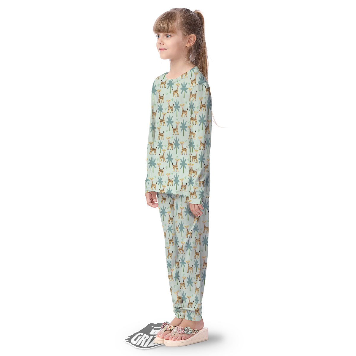 Giraffe Cartoon Print Pattern Kid's Pajamas-grizzshop
