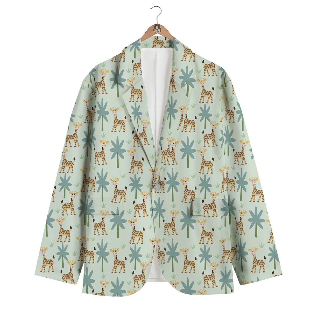 Giraffe Cartoon Print Pattern Men's Blazer-grizzshop