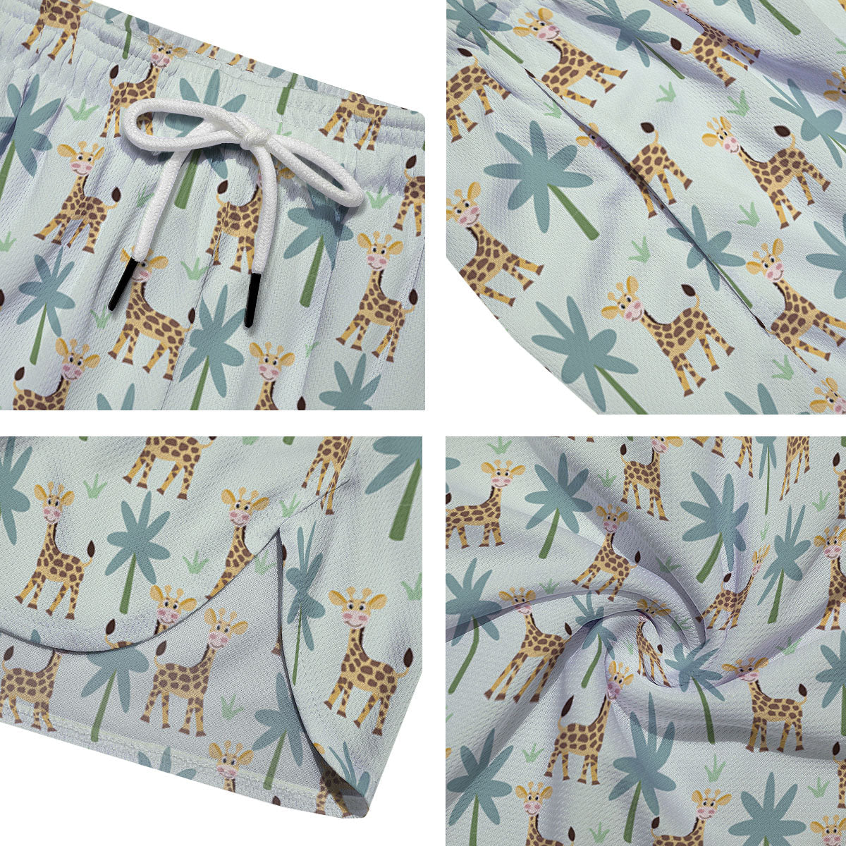 Giraffe Cartoon Print Pattern Men's Running Shorts-grizzshop