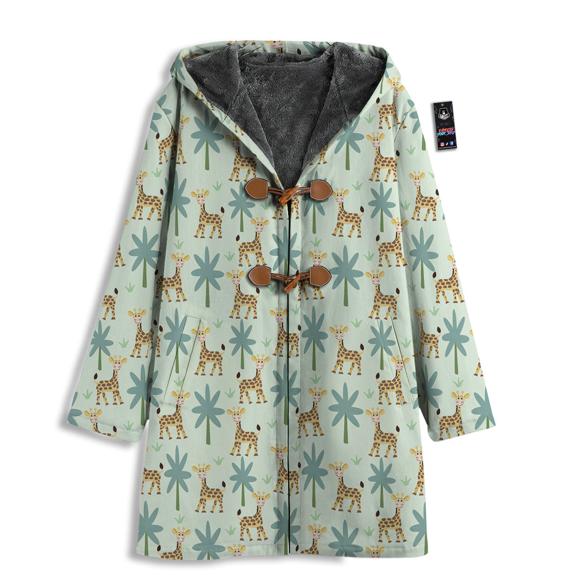 Giraffe Cartoon Print Pattern Men's Windbreaker Jacket-grizzshop