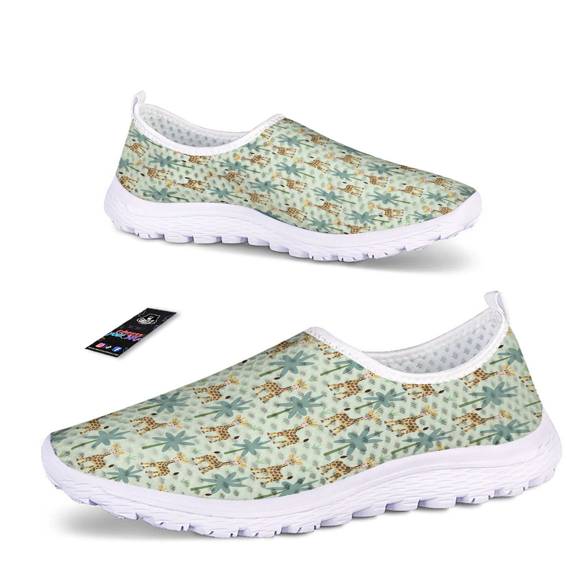 Giraffe Cartoon Print Pattern Nurse Shoes-grizzshop