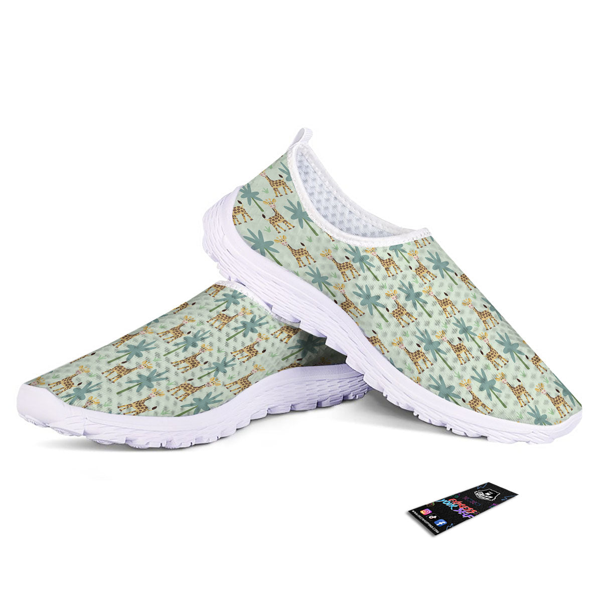 Giraffe Cartoon Print Pattern Nurse Shoes-grizzshop