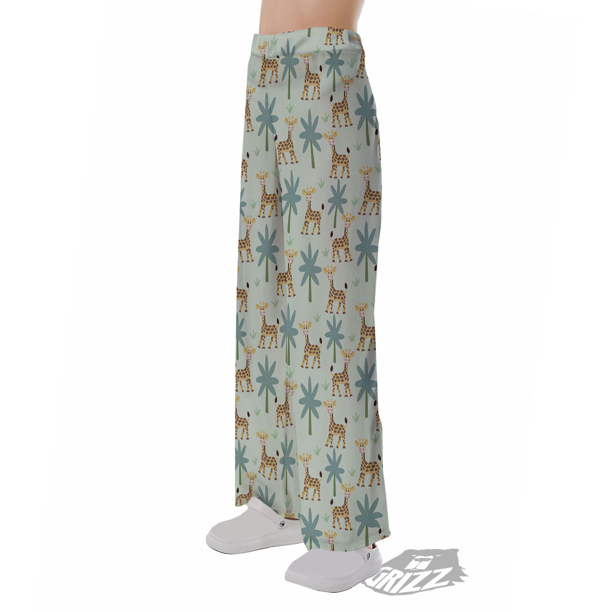 Giraffe Cartoon Print Pattern Pajama Pants-grizzshop