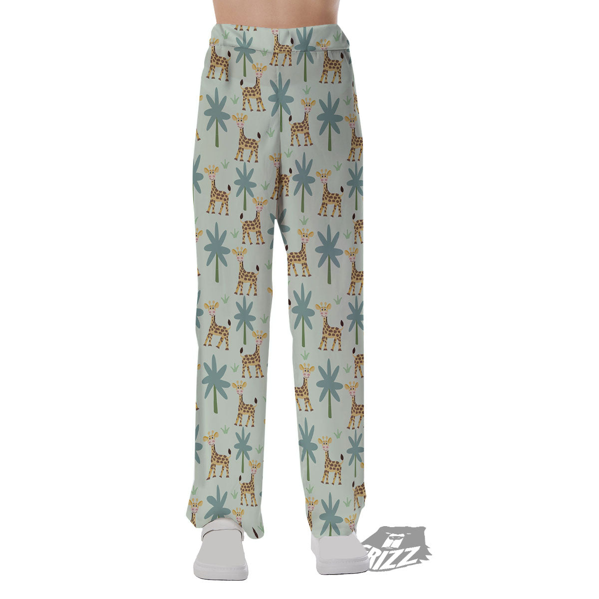 Giraffe Cartoon Print Pattern Pajama Pants-grizzshop