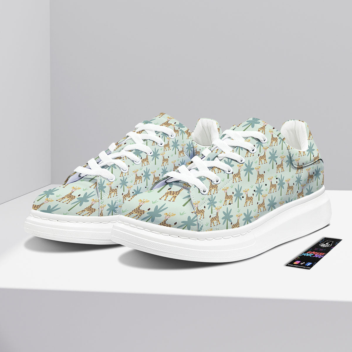 Giraffe Cartoon Print Pattern Platform Shoes-grizzshop