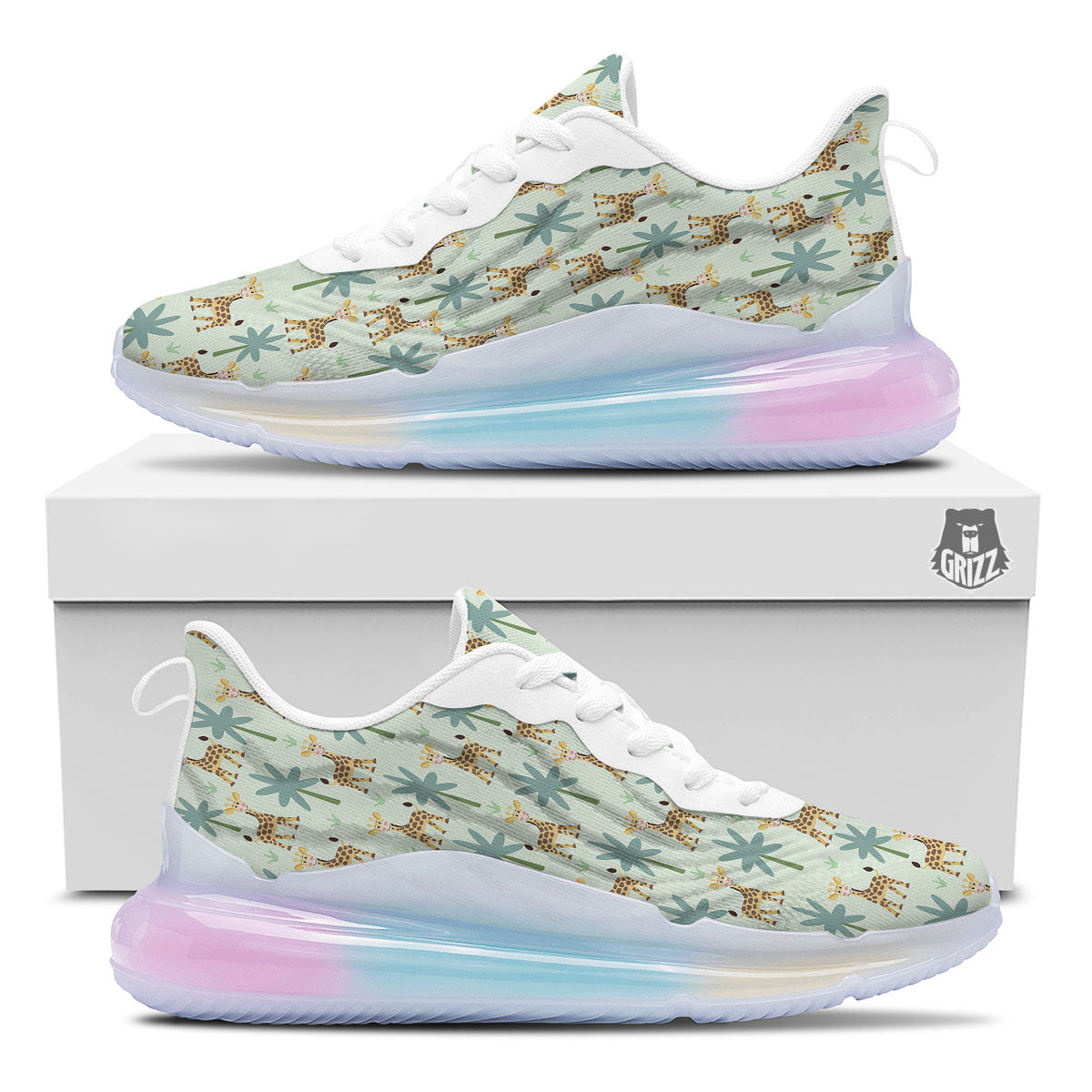 Giraffe Cartoon Print Pattern Running Sneakers-grizzshop
