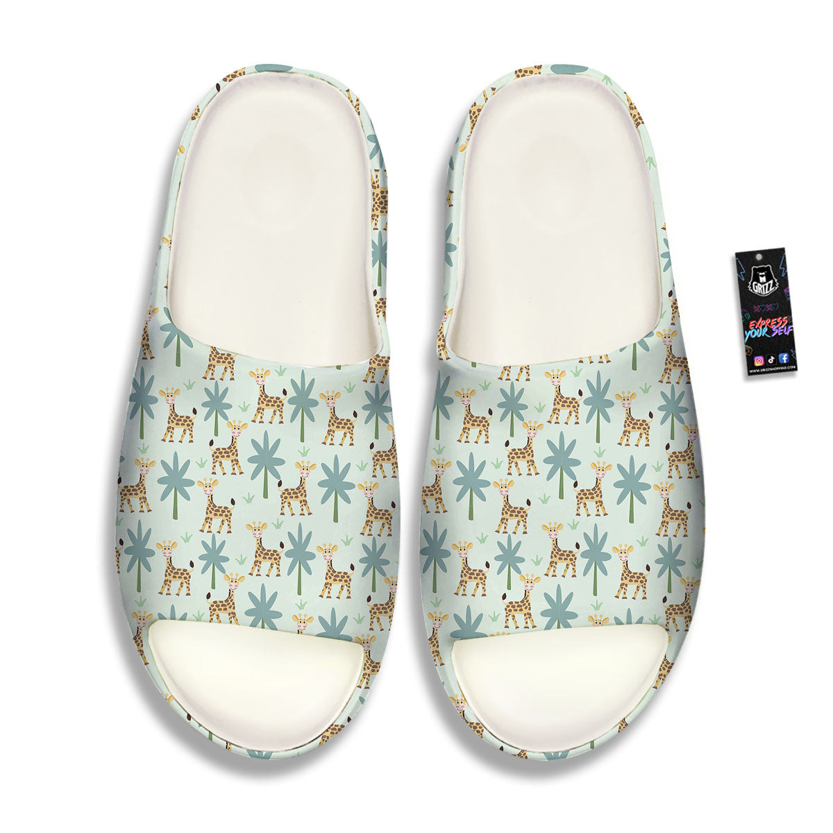 Giraffe Cartoon Print Pattern Sandals-grizzshop