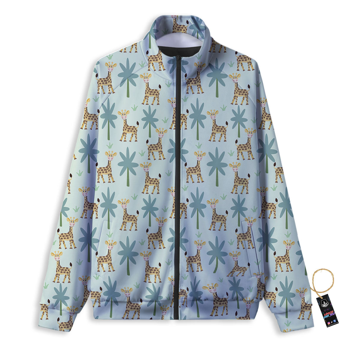 Giraffe Cartoon Print Pattern Track Jacket-grizzshop