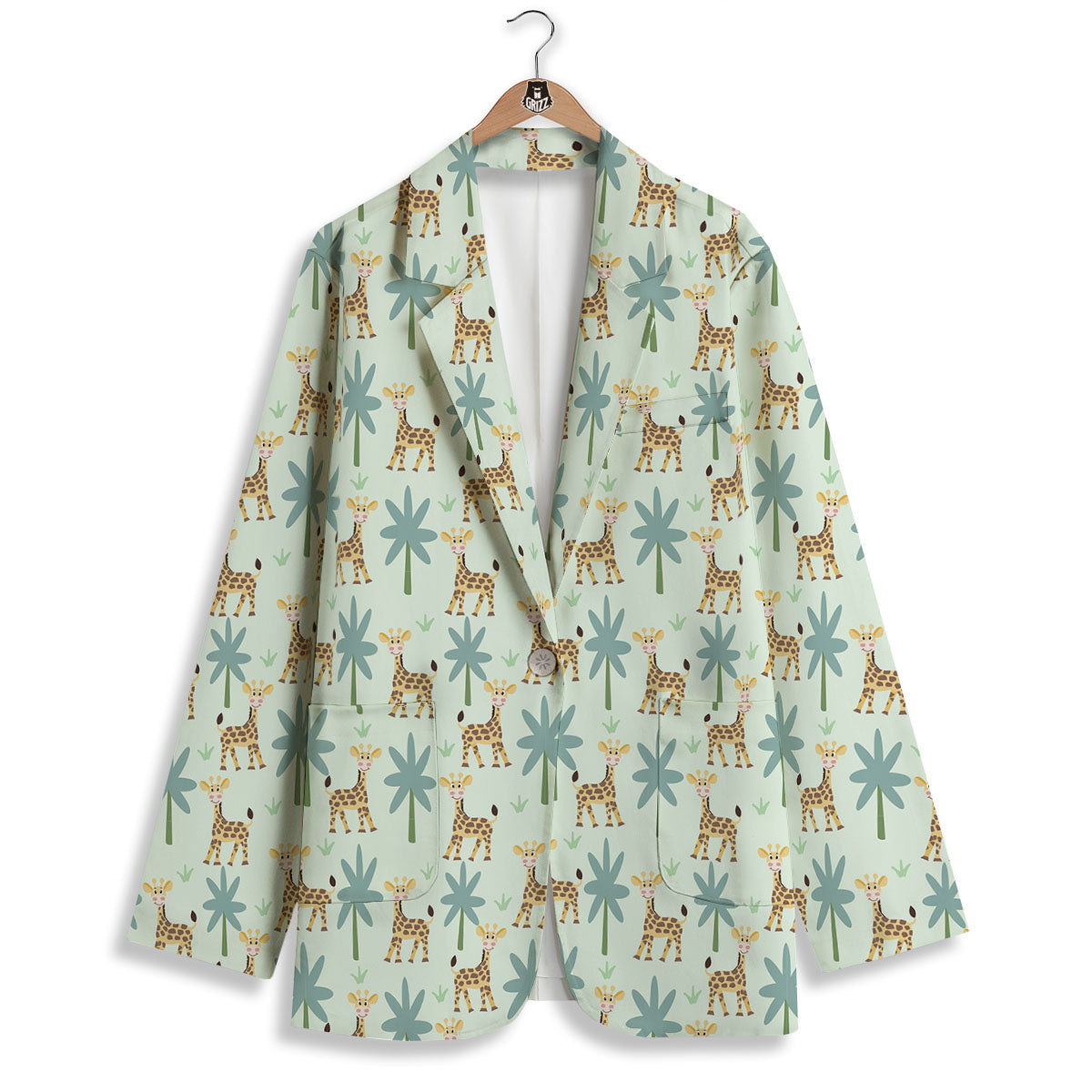 Giraffe Cartoon Print Pattern Women's Blazer-grizzshop