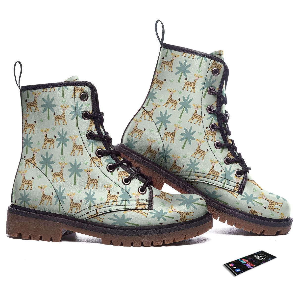 Giraffe Cartoon Print Pattern Work Boots-grizzshop