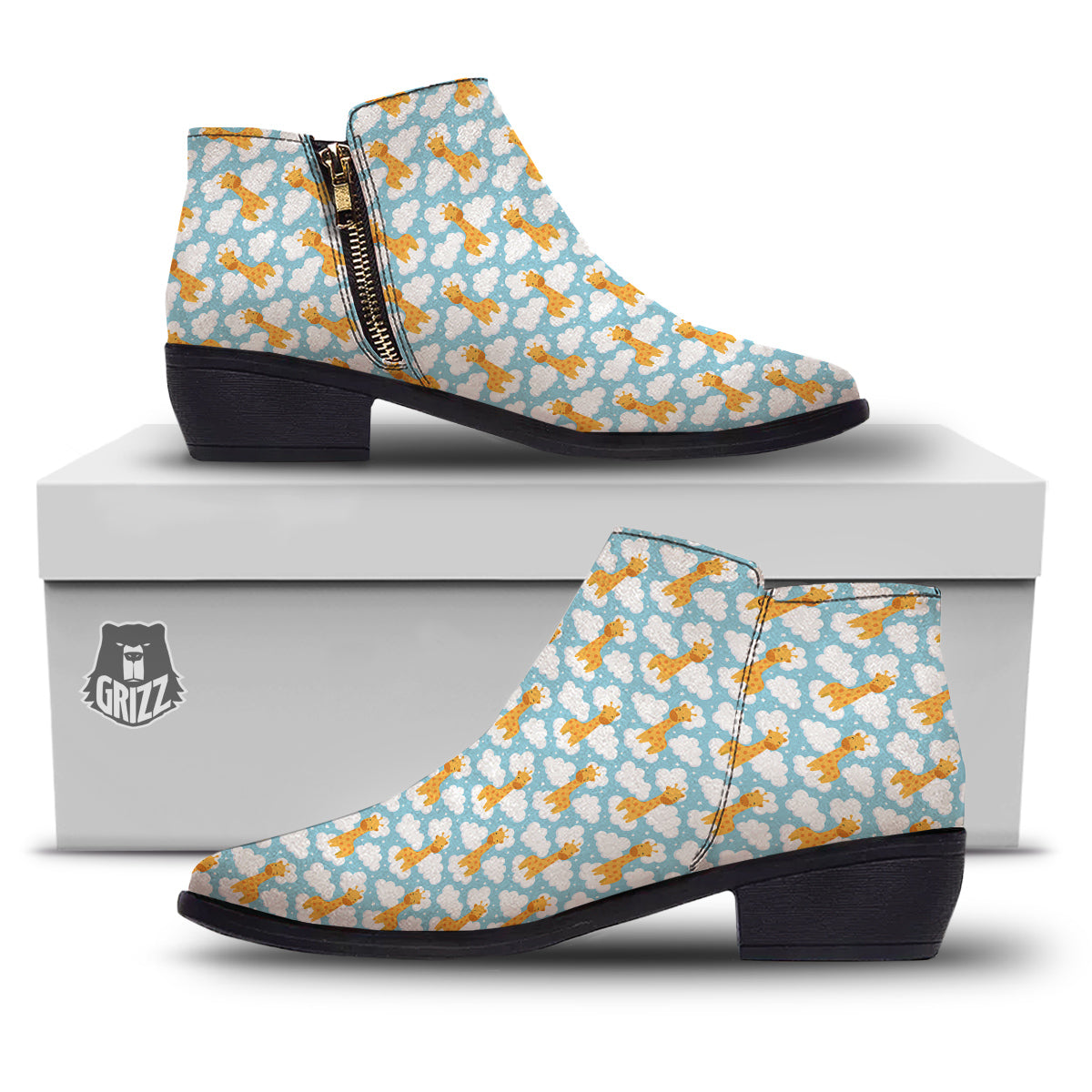 Giraffe Cute Cartoon Print Pattern Ankle Boots-grizzshop