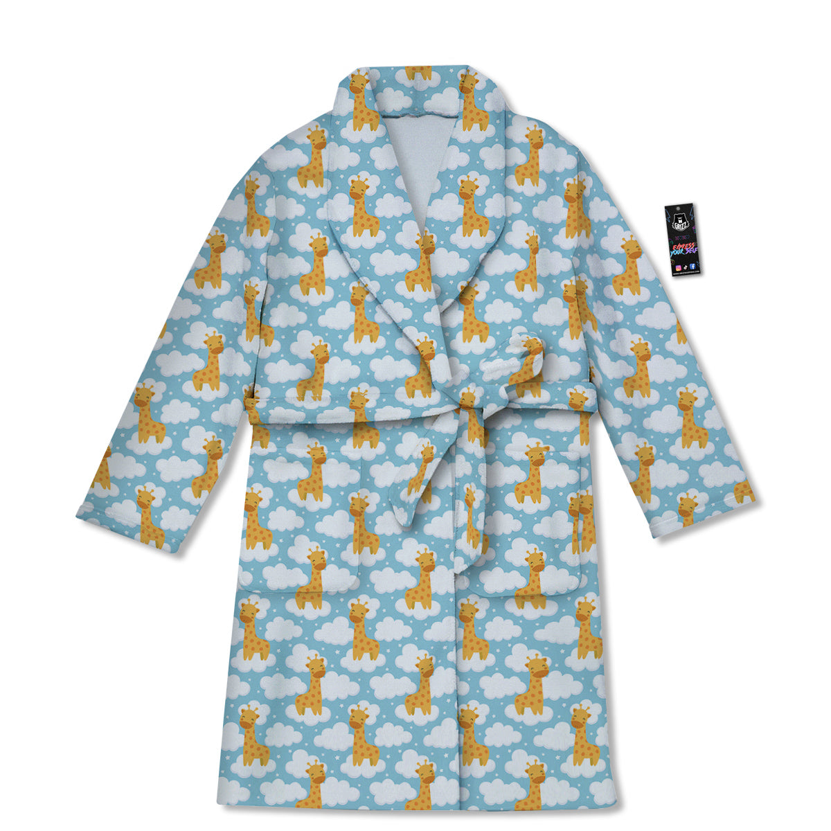 Giraffe Cute Cartoon Print Pattern Bathrobe-grizzshop