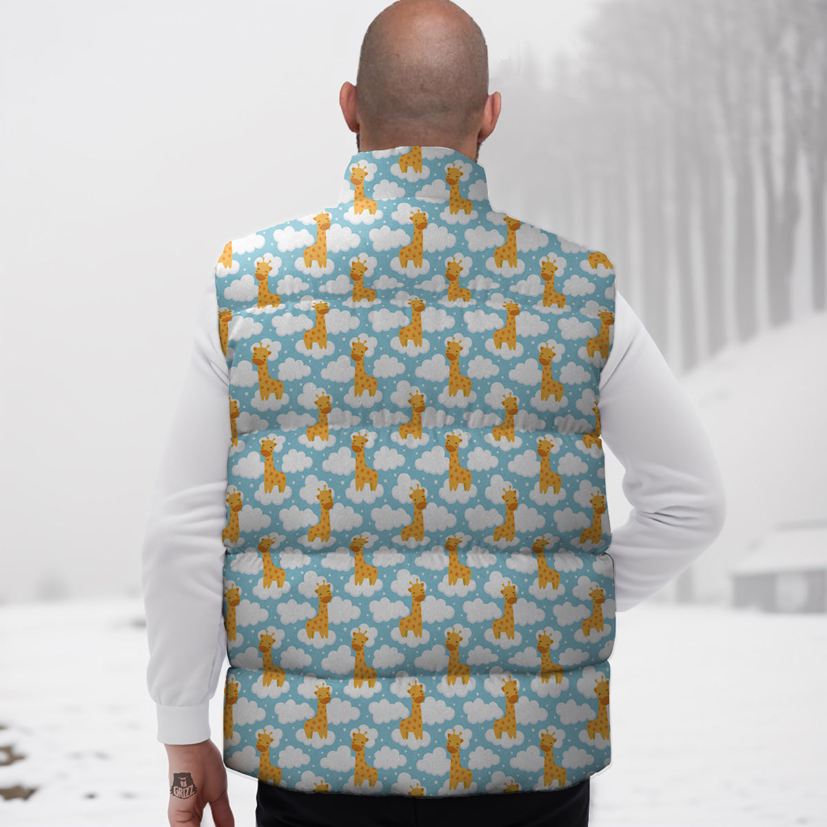 Giraffe Cute Cartoon Print Pattern Down Vest