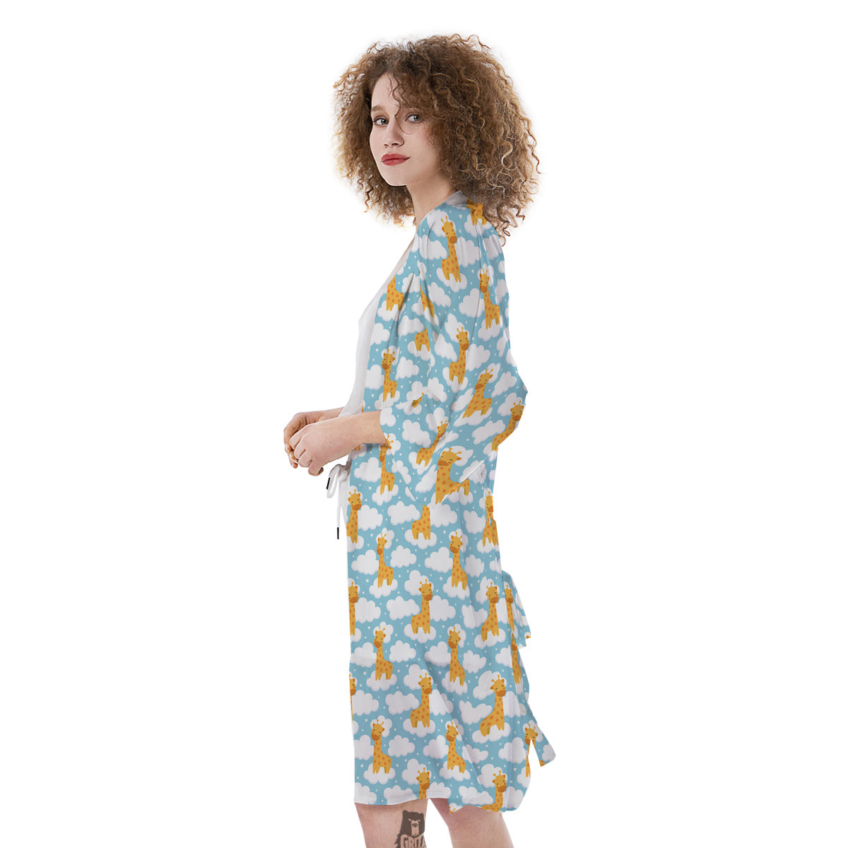 Giraffe Cute Cartoon Print Pattern Kimono-grizzshop