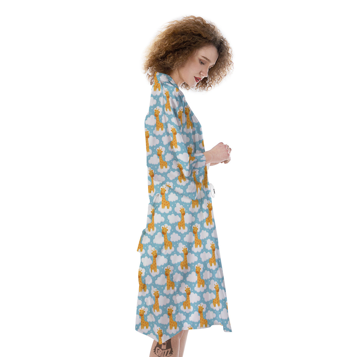 Giraffe Cute Cartoon Print Pattern Kimono-grizzshop