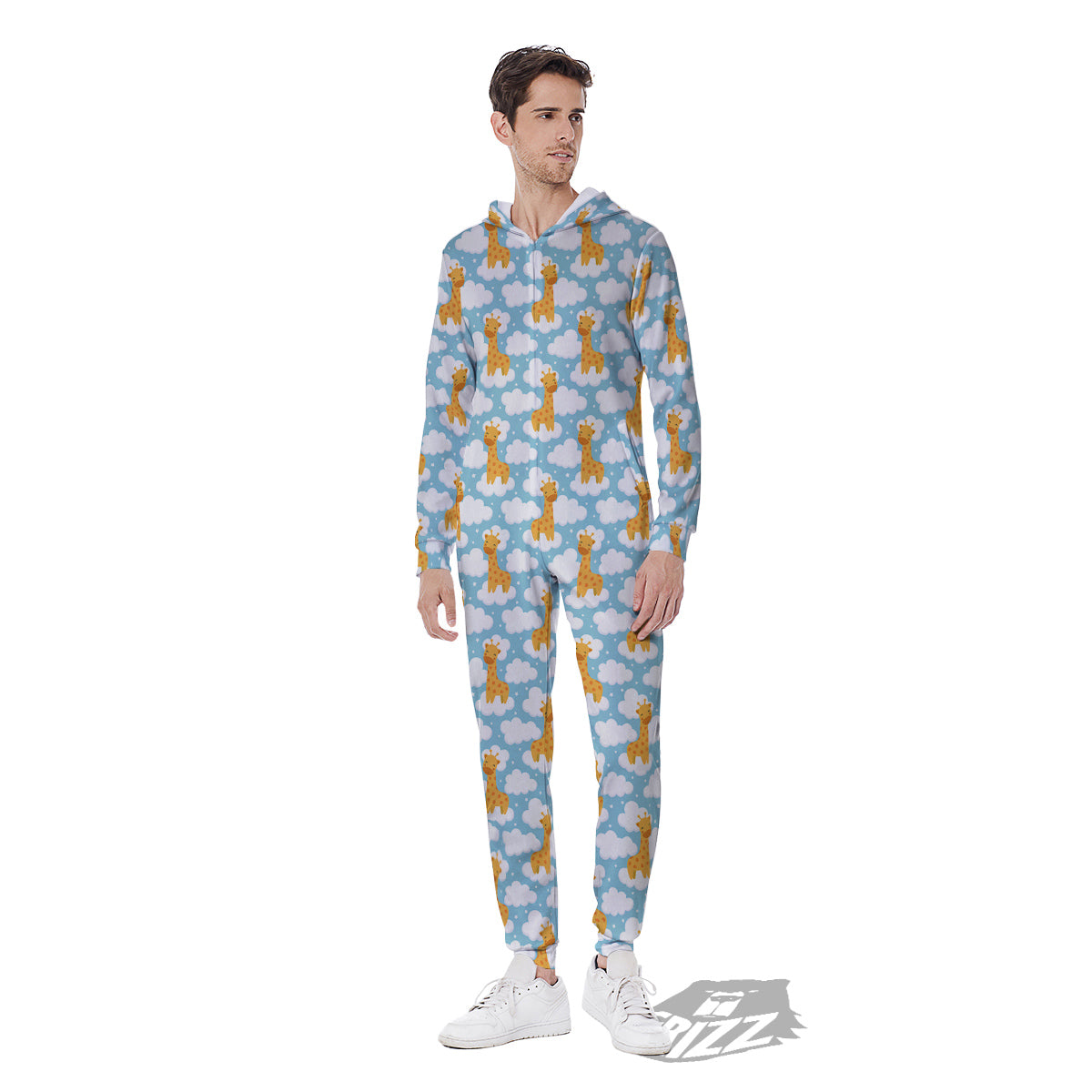 Giraffe Cute Cartoon Print Pattern Men's Jumpsuit-grizzshop