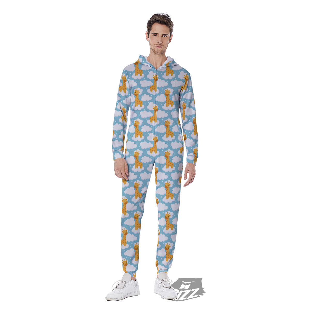 Giraffe Cute Cartoon Print Pattern Men's Jumpsuit-grizzshop