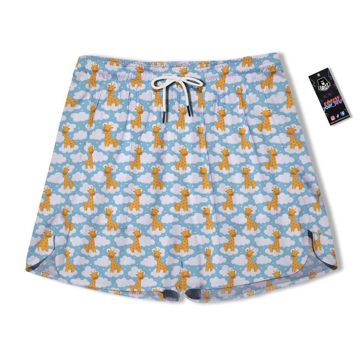Giraffe Cute Cartoon Print Pattern Men's Running Shorts-grizzshop