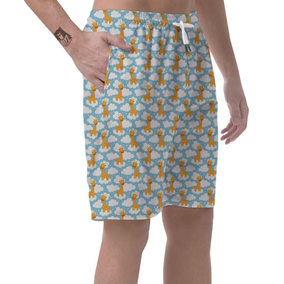 Giraffe Cute Cartoon Print Pattern Men's Shorts-grizzshop