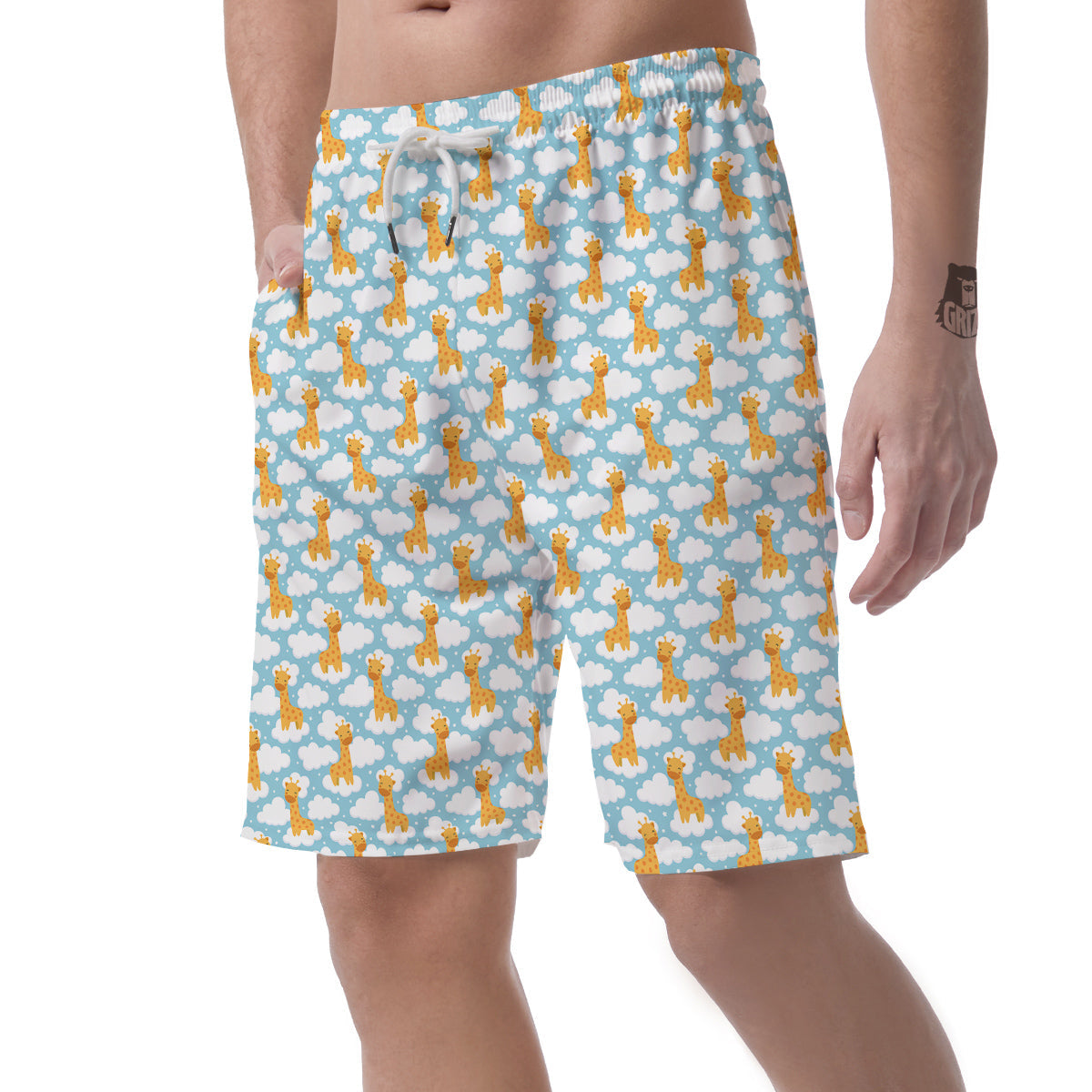 Giraffe Cute Cartoon Print Pattern Men's Shorts-grizzshop