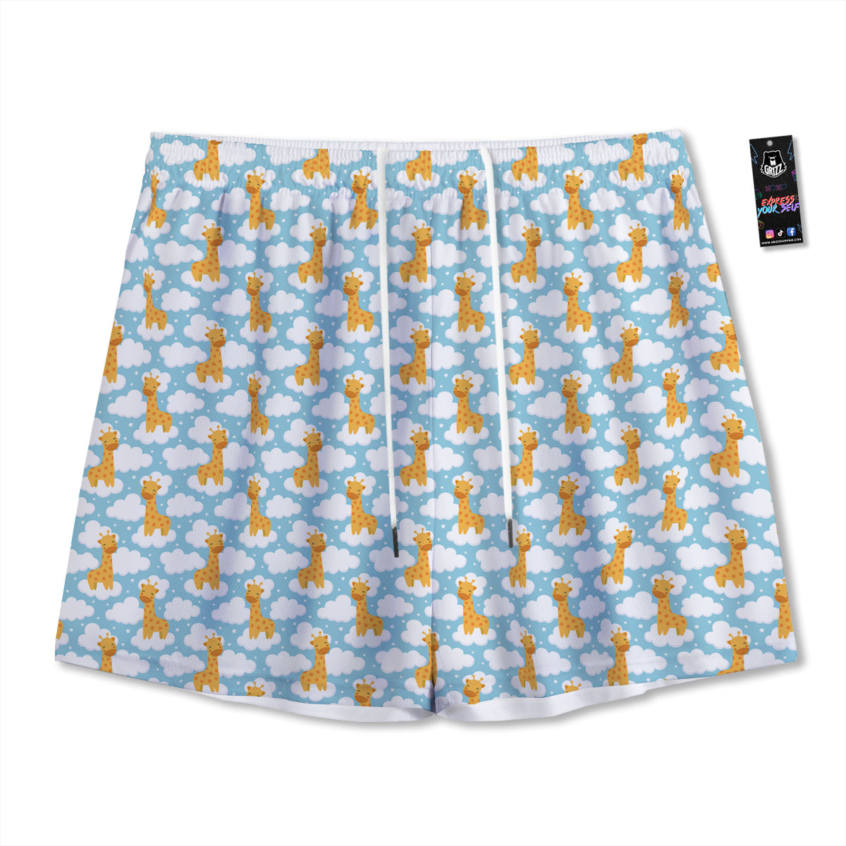 Giraffe Cute Cartoon Print Pattern Mesh Shorts